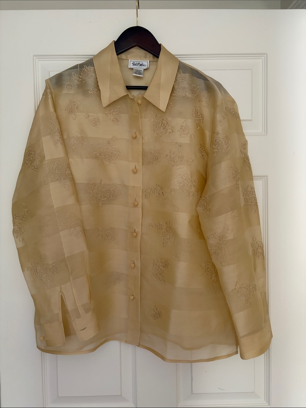 Bob Mackie Silk Blouse in Champagne cream color size 16